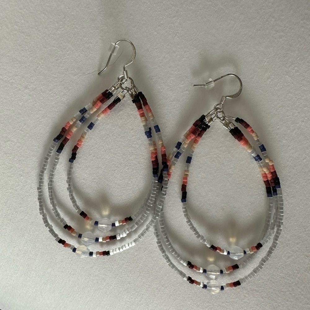 3 Tier Beaded Hoops